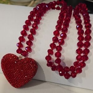 Elegant Red Heart Pendant Necklace